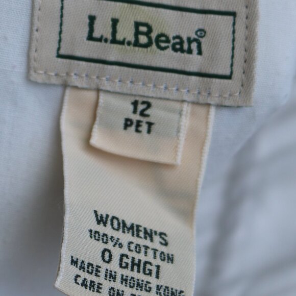 LL Bean Petite Bayside Stone Cotton Classic Cropped Khaki Chino Pants Sz 12P - Picture 4 of 4